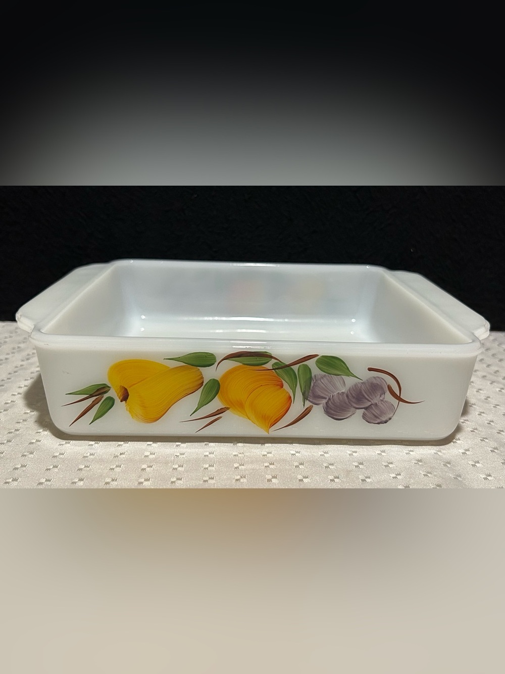 Anchor Hocking Fire King 452 Gay Fad Fruit 8" Square Baking Dish